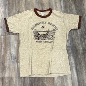 Vintage Grandfather Mountain NC brown ringer tee large